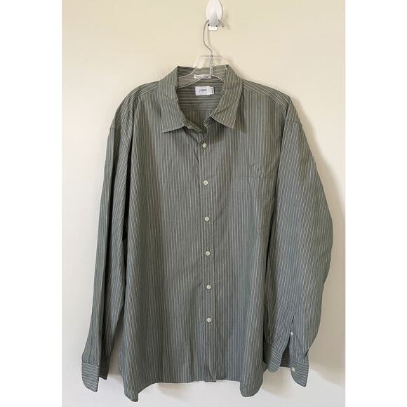 J. Crew  Striped Button Up Long Sleeve Shirt Green Size XL (17.5-18) - Picture 1 of 6